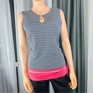 Jones New York black/coral sleeveless blouse, size S